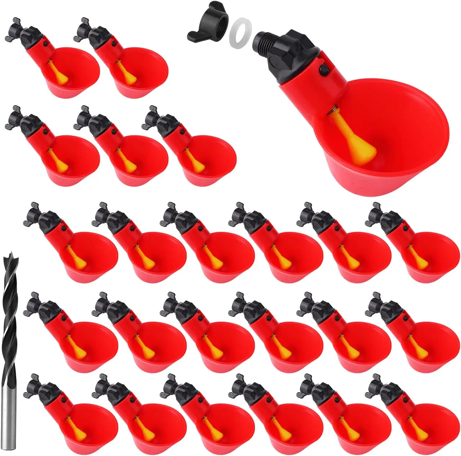 24 Pack Chicken Water Cups, Poultry Water Cups, Automatic Poultry Waterer, Quail, Duck, Chicken, Bird Drinker