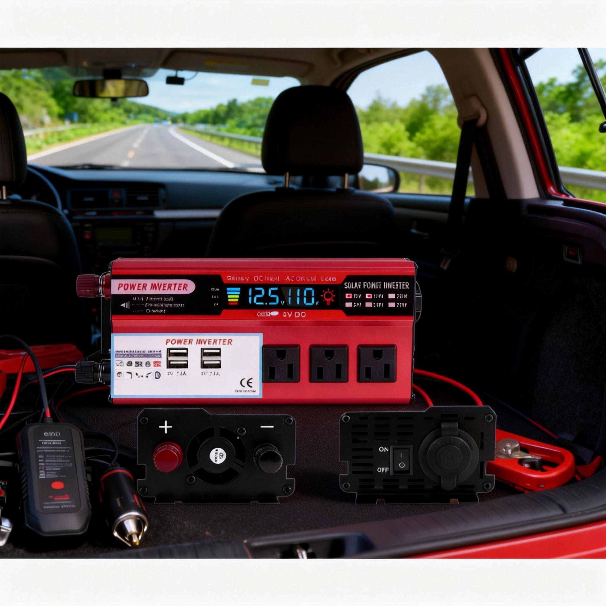 5000W Car Power Converter with Cooling Fan DC 12V to 110V AC Inverter for Daily Commute SUV Van Camping Accessories