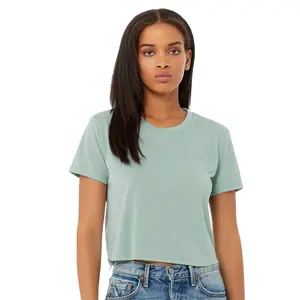 BELLA + CANVAS Women’s T-Shirts Flowy Crop Tee 65/35 Polyester/Viscose Modest Short Sleeve Crop Top, Mix Bulk Tees for Women