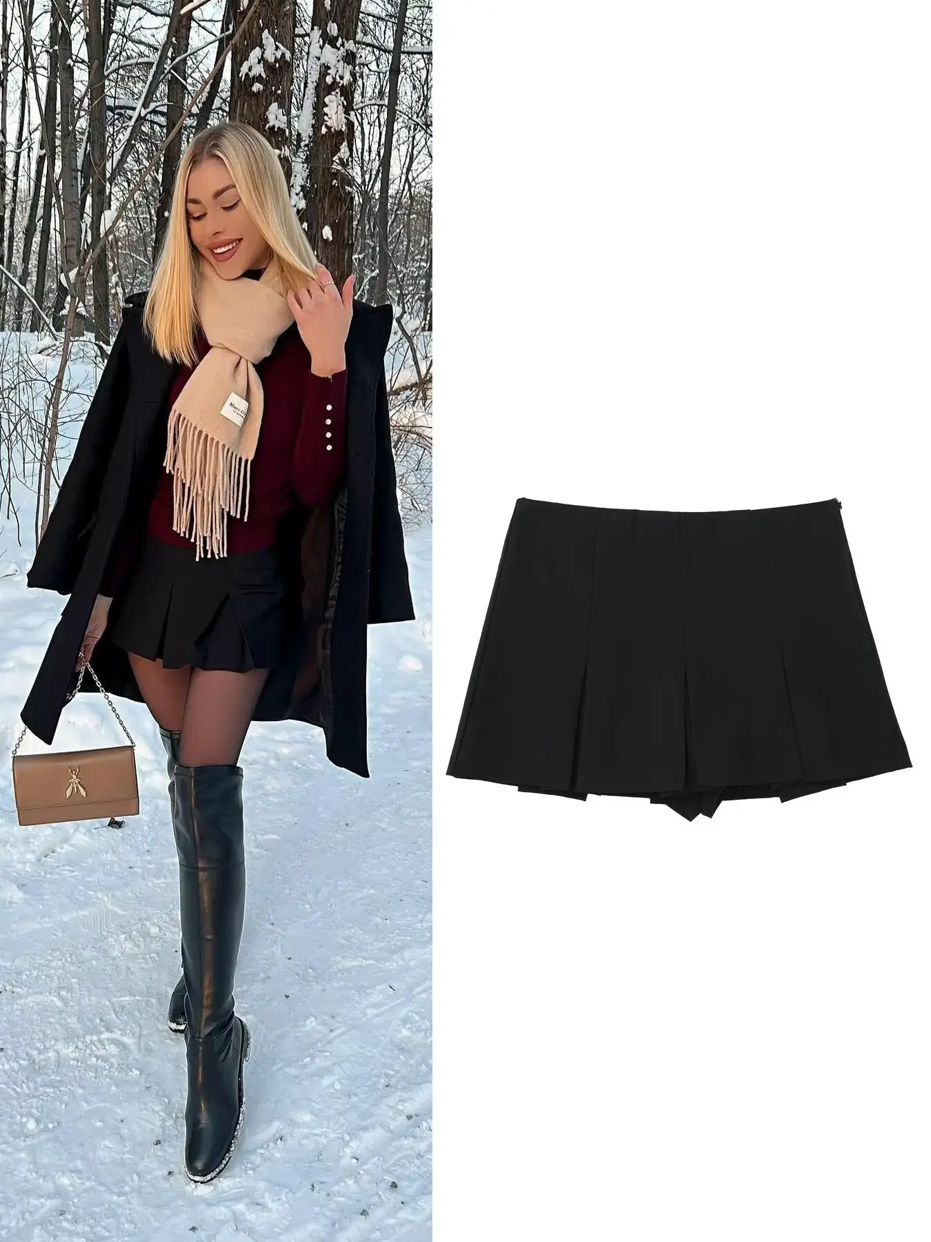 Women's Solid Preppy Fashion Pleated Skorts, Minimalist Basic Lady Skirt, Fashion Womenswear, Casual Shorts for Daily Outdoor Wear, Women Bottoms for