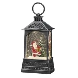 8" Swirl Santa with Cardinal Water Lantern