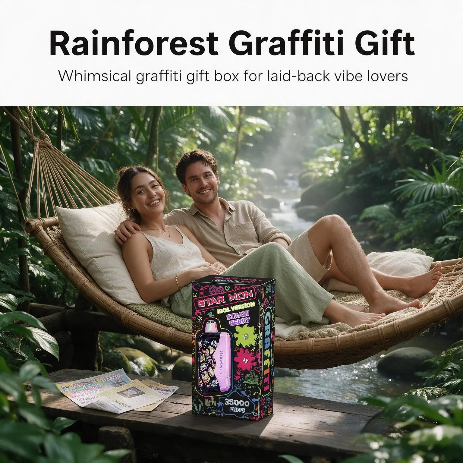 Graffiti Print Neon Fluorescent Large Capacity Container, Reusable Unique Trendy Shape with Capacity Indicator, Infused with Natural Plant Essence