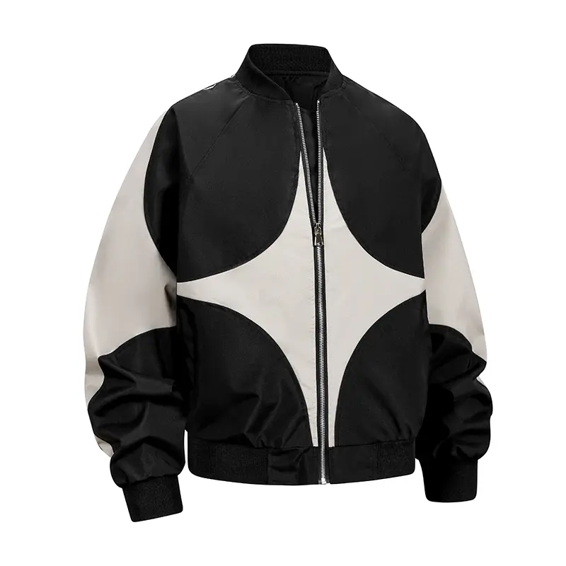 Unisex Colorblock Design Jacket Casual Fabric Menswear Old Navy Barn Windproof Motorcycle Jacket