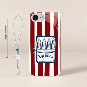 Trendy Sardine Tin & Canned Fish Art Collection iPhone Glass Phone Case, Retro Foodie, for [iPhone 16e], Accessories, Shell 952