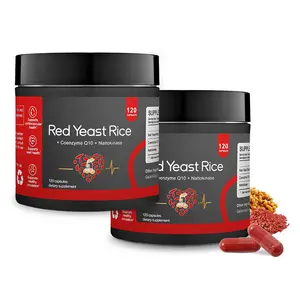 MENOLY ELEPHANT DAD Red Yeast Rice 1000mg with Nattokinase & CoQ10 Extra Strength Natto Extract Supplement for Cholesterol & Heart Support 120 Capsules Fitness Dietary Healthcare Edible Health Daily Veg