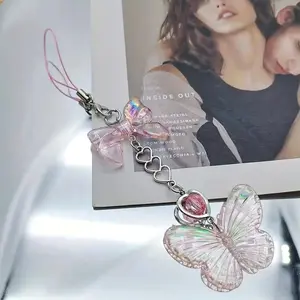 Sweet Transparent Bow Summer Phone Chain, Cute Fairy Bag Pendant, Mobile Accessories, Fashionable and Stylish Design, Phone Charms