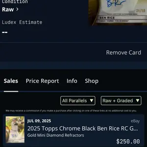 Topps Chrome Black 2025 Ben Rice Auto /50