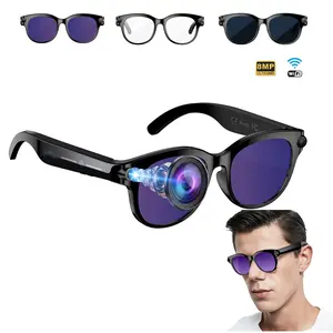 AI Multifunctional Smart Glasses with Camera, 8MP Anti-Shake, 1080P Video Recording, AI Multi Languages Translation ,Hands-Free Calling ,Music Control, 3 Lenses (Transparent Lenses + Black Lenses+Purple Lenses)
