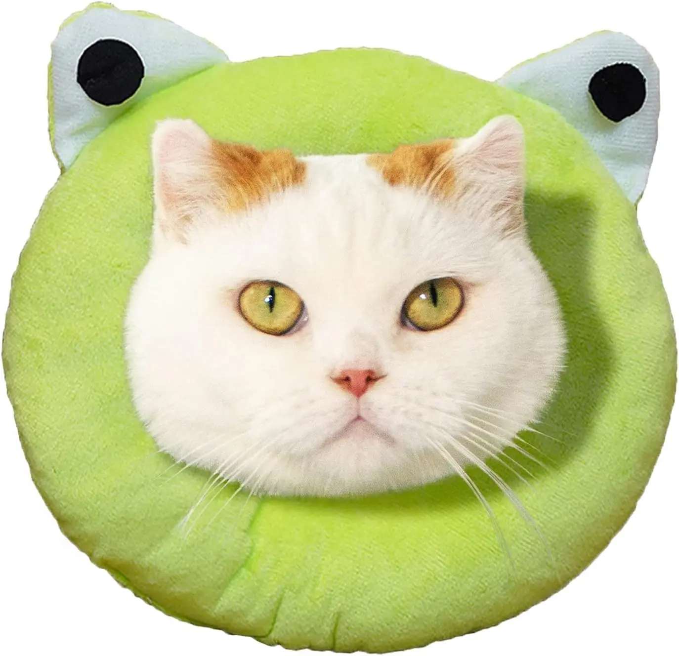 Adjustable Cat Recovery Collar Soft,Cute Pet E-Collar Neck Cone After Surgery Wound Healing Protective Cone Fit for Kitties, Small Dogs(ELC05-frog-s)