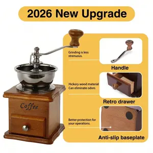Manual Coffee Grinder, 1 Count Wooden Vintage Style Hand Coffee Grinder, Classic Coffee Mill Hand Crank Coffee Grinders, Coffee Making Tool