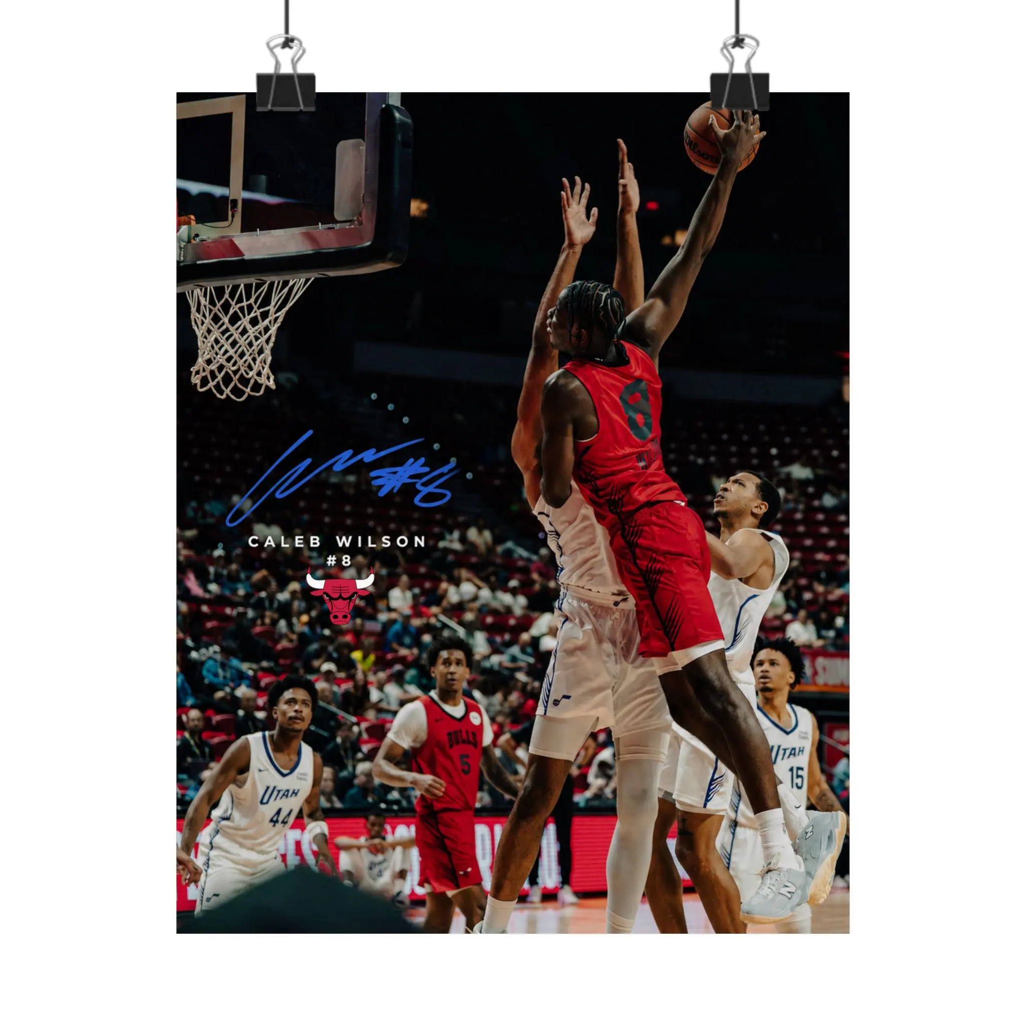 Caleb Wilson Chicago Bulls Dunk Poster Matte Vertical Poster | Basketball Action