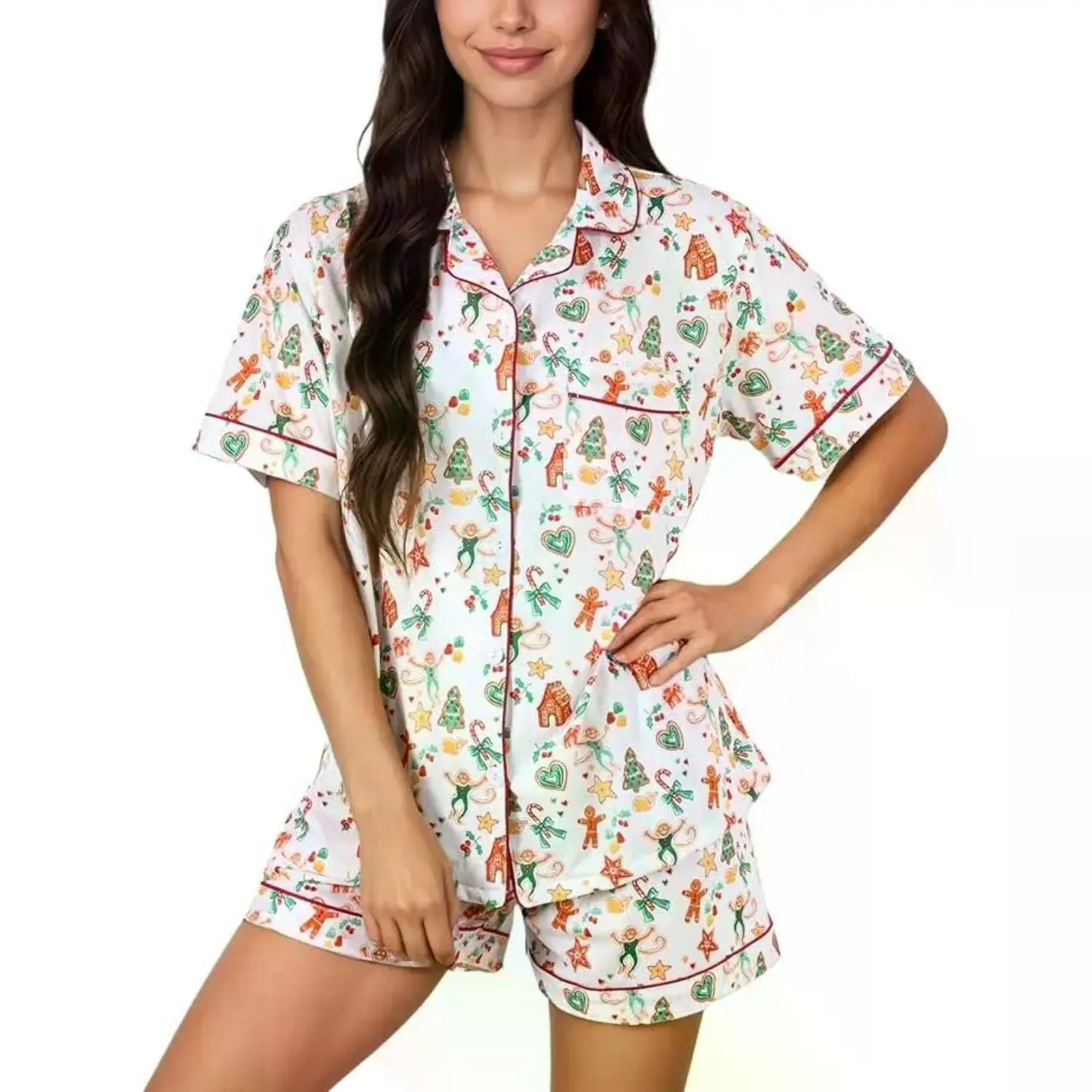 Monkey Print Classic Two-Piece Pajama Set