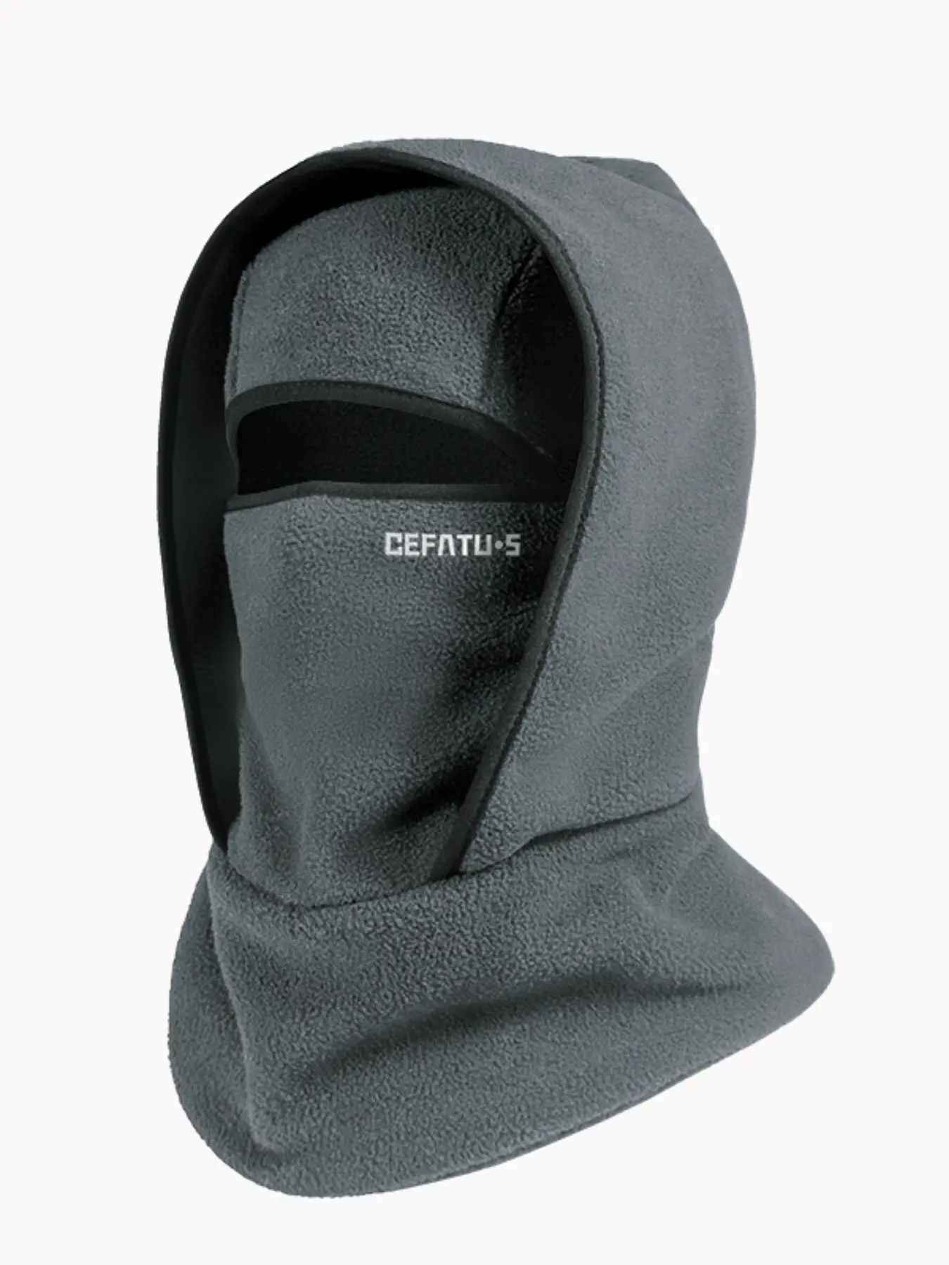 Hood hat dickie balaclava scoodi scarf adjustable gray fleece unisex size OSFA Fuzzy Scarf Hood – Echo main image 3