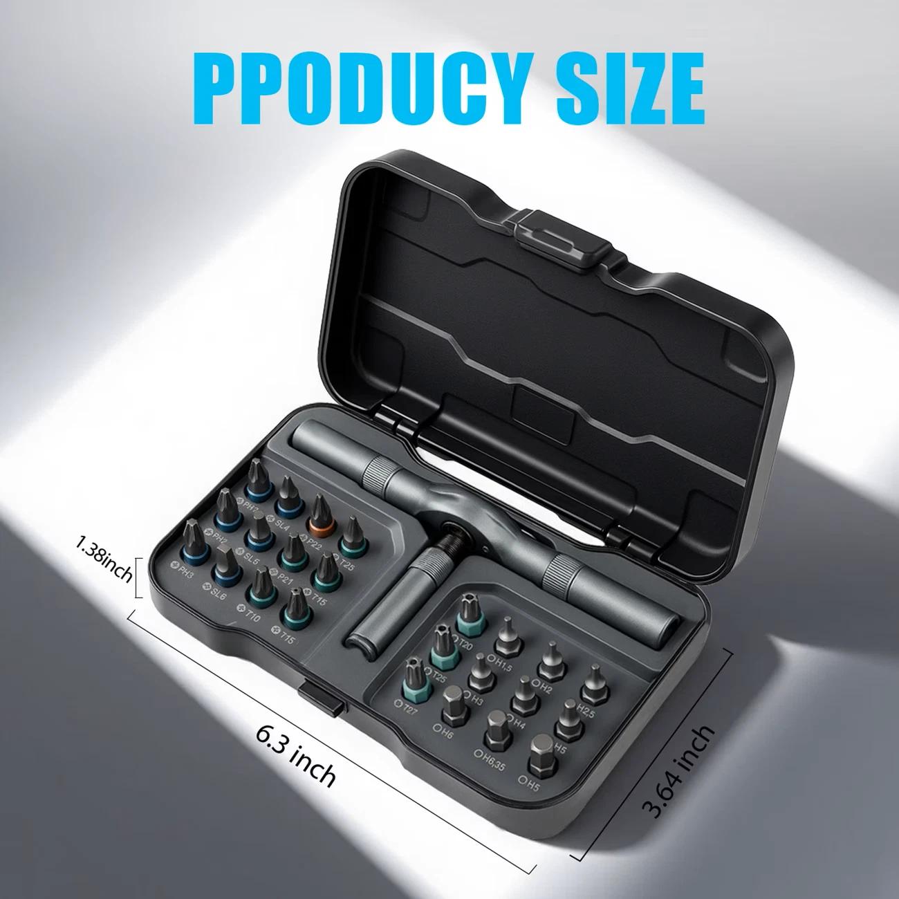 25Pcs 24 in 1 Multifunction Screwdriver Head Set Household Repair Ratchet Wrench