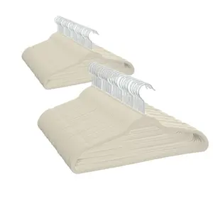 Non-Slip Velvet Adult Clothes Hangers, 100 Pack, Beige, Space Saving
