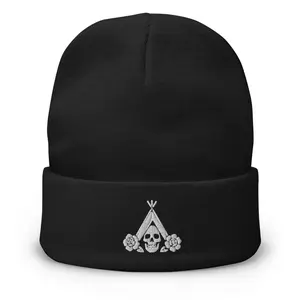 MsK White Thread Embroidered Beanie