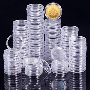 100 Pcs 25 mm Coin Holder Capsules Clear Round Plastic Coin Container Case for Coin Collection Supplies