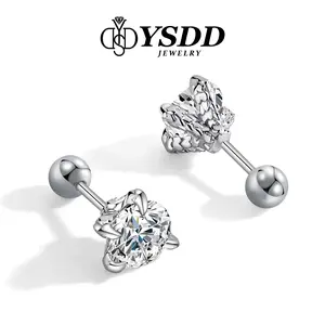 【#351 Unisex Dragon Claw】Stylish Dragon Claw ScrewBack Synthetic Moissanite Earrings in 925 Sterling Silver 1CT each 6mm For Women/Men