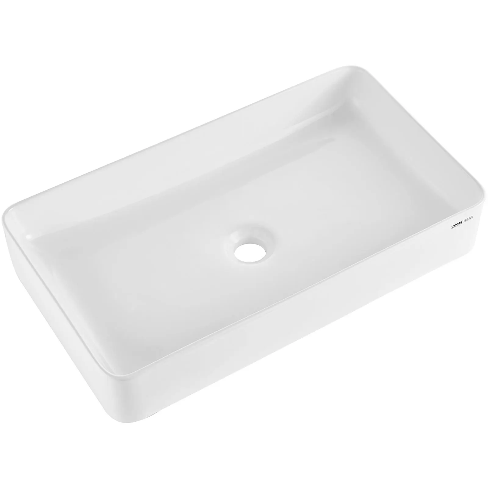 【DealsForYouDays】VEVOR Rectangle Vessel Sink, 24" x 13.8" Bathroom Vessel Sink Countertop, White Ceramic Bathroom Sinks Above Counter, Modern Style, Bright and Elegant, Well-Packaged for Bathroom, Hotel, Toilet, RV