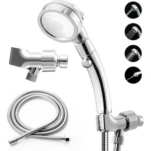 High Pressure Shower Head with Hose and Holder, 3-Showerhead with Push Switch and Button to Flow for Saving,Removable Shower Head
