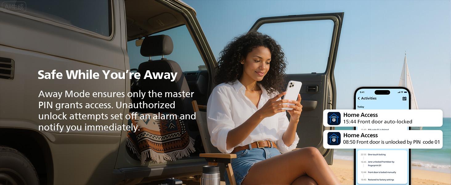 Philips Built-in WiFi Smart Lock, Keyless Entry Door Lock with App, Touchscreen, Fingerprint Door Lock — Compatible with Alexa & Google, Splash-Proof Design, Includes 8 Batteries, Black