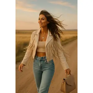 Fringe Open Front Cropped Jacket