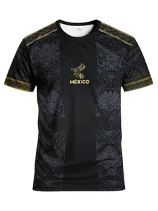 Luxury Black Gold Mexico Soccer Jersey Retro Aztec Eagle Emblem Football Fan T-shirt Football Shirts