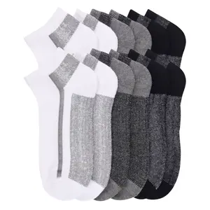 12 Pairs Unisex Cushion No Show Socks Cotton Blend Athletic Sports Workout Running Quarter Socks Ankle Socks Crew SocksComfort Cozy Sweat-absorbing Anti-Slip Comfy Value Pack