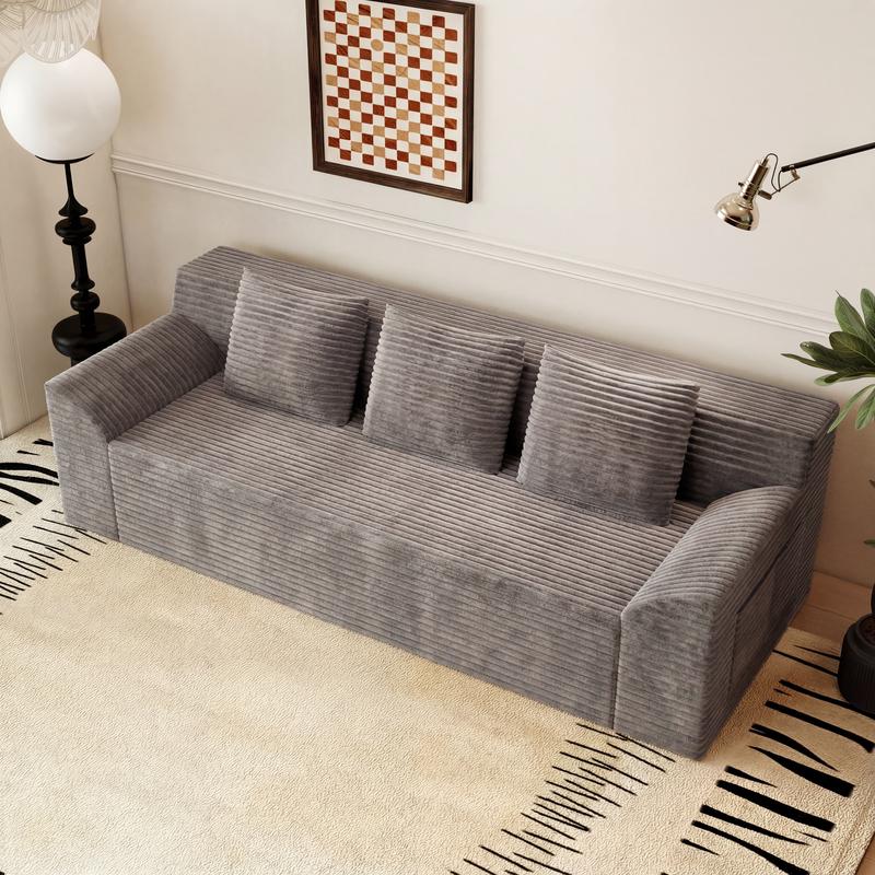 Space-Saving 71" Corduroy Sofa for Small Spaces, Apartments & Offices - 3-Seat Deep Couch, No Assembly Required, Comfy for Living Room, Bedroom, Conference