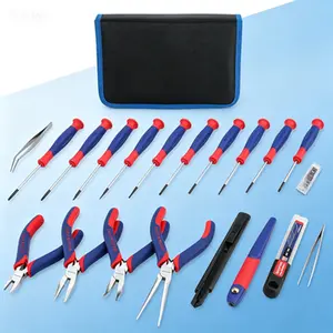 Precision Repair Tool Kit with Pouch, 33-Piece Screwdriver and Pliers Set, Electronic Repair Tools for Phones Laptops Computers, Craft Utility Knife and Tweezers Included, Multipurpose DIY Maintenance Set