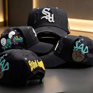 2026 latest black fashion trendy luxury hat, gentleman's hat, Mexican five-panel hat, BARBAS curved brim hat