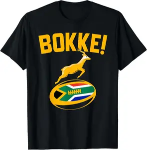 100% Cotton Bokke! Springbok Rugby South African Flag. Men, Women & T-Shirt