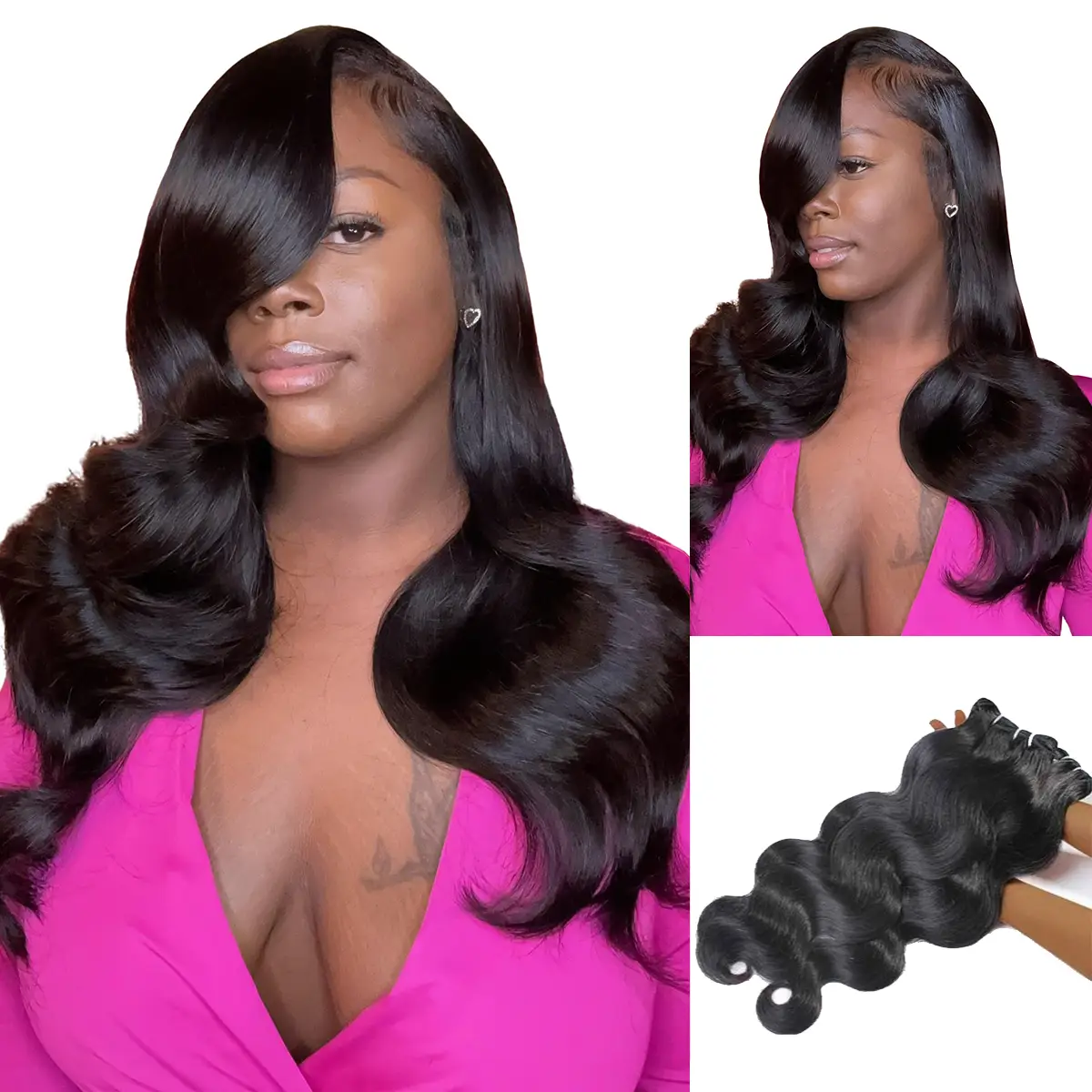 [Wequeen] Body Wave Human Hair Bundles 36" Brazilian 100% Human Hair Budget Friendly 10A Grade Viral Hair Natural Black Color
