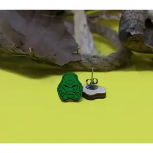 Lagoon Monster Stud Earrings- Elegant Design, Made from Wood, Ideal for Everyday Wear