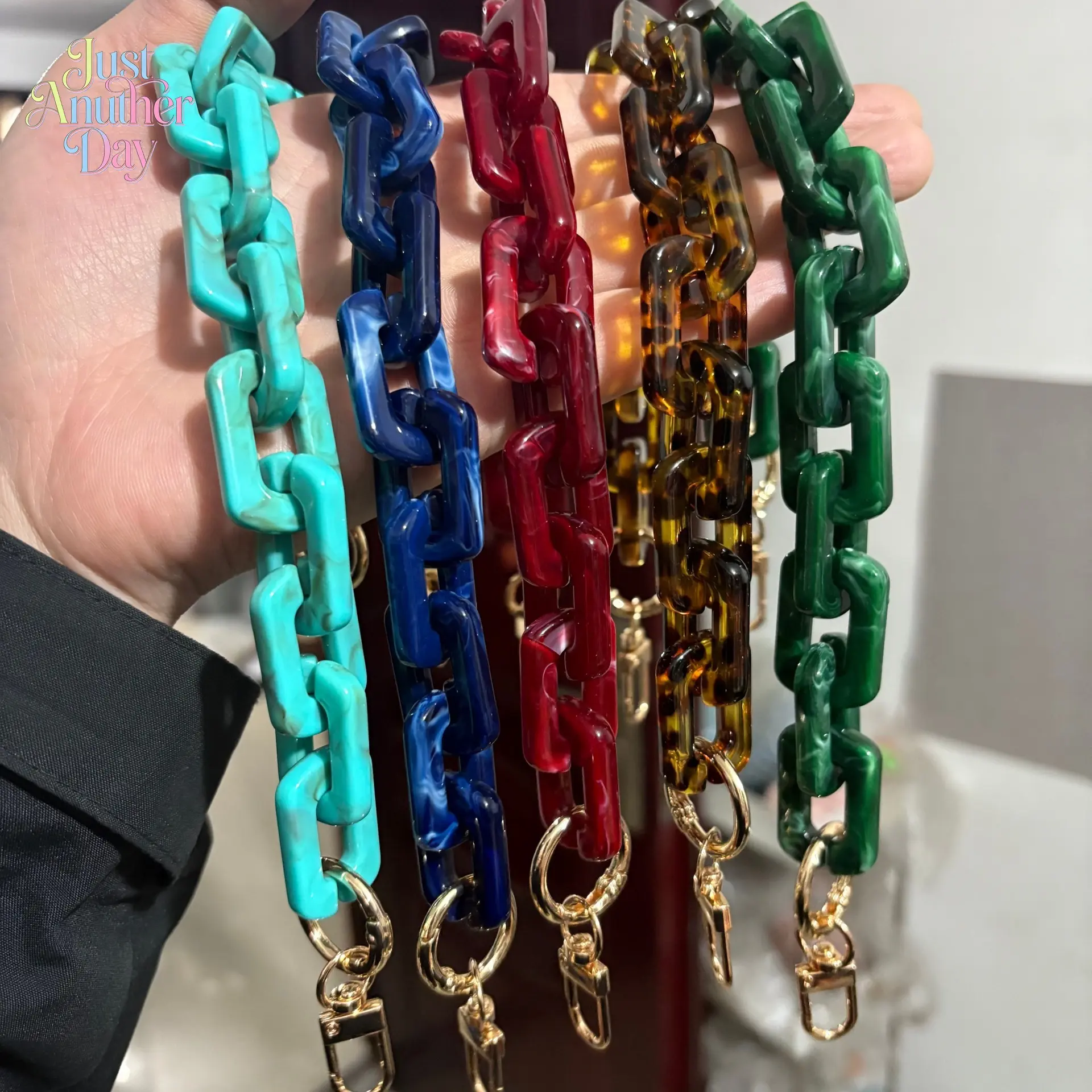 Acrylic Resin Bag Chain Strap, Multi-Use Chunky Link Chain for Handbags, Glasses, Phones & Keys, Colorful Fashion Accessory