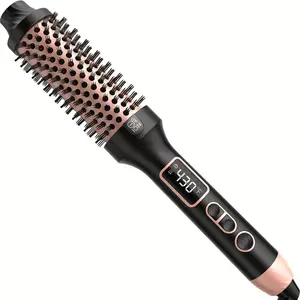 Infrared Bounce Brush, Heated Thermal Round Brush with Negative Ion Technology, 10 Heat Settings for Blowout Look with Hair Care Oil, Straightening & Curling