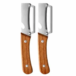 2 Pcs Multi-Functional Vegetable Peeler for Kitchen, Ultra-Sharp Stainless Steel Blade with Wooden Handle and Bottle Opener, For Vegetables or Fruits that Need to Be Peeled