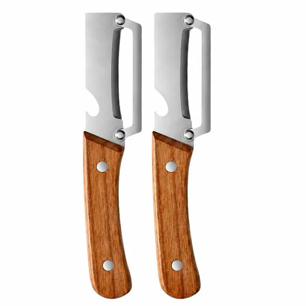 2 Pcs Multi-Functional Vegetable Peeler for Kitchen, Ultra-Sharp Stainless Steel Blade with Wooden Handle and Bottle Opener, For Vegetables or Fruits that Need to Be Peeled