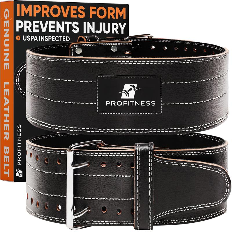 ProFitness Leather Weight Lifting Belt (5mm Thick) - Adjustable Gym Belt for Women & Men - Powerlifting, Deadlifts & Weightlifting Support