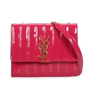 Pre-owned Yves Saint Laurent Patent Leather Wallet on Chain Saint Laurent Vicky Pink 89576027 hz