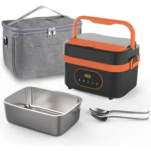 Portable Electric Lunch Box - 1500ml Self-Heating Container with LED Display, Long-Lasting  & Type-C  -  Warmer for Office, Camping, Travel-Includes Insulated Bag & Utensils