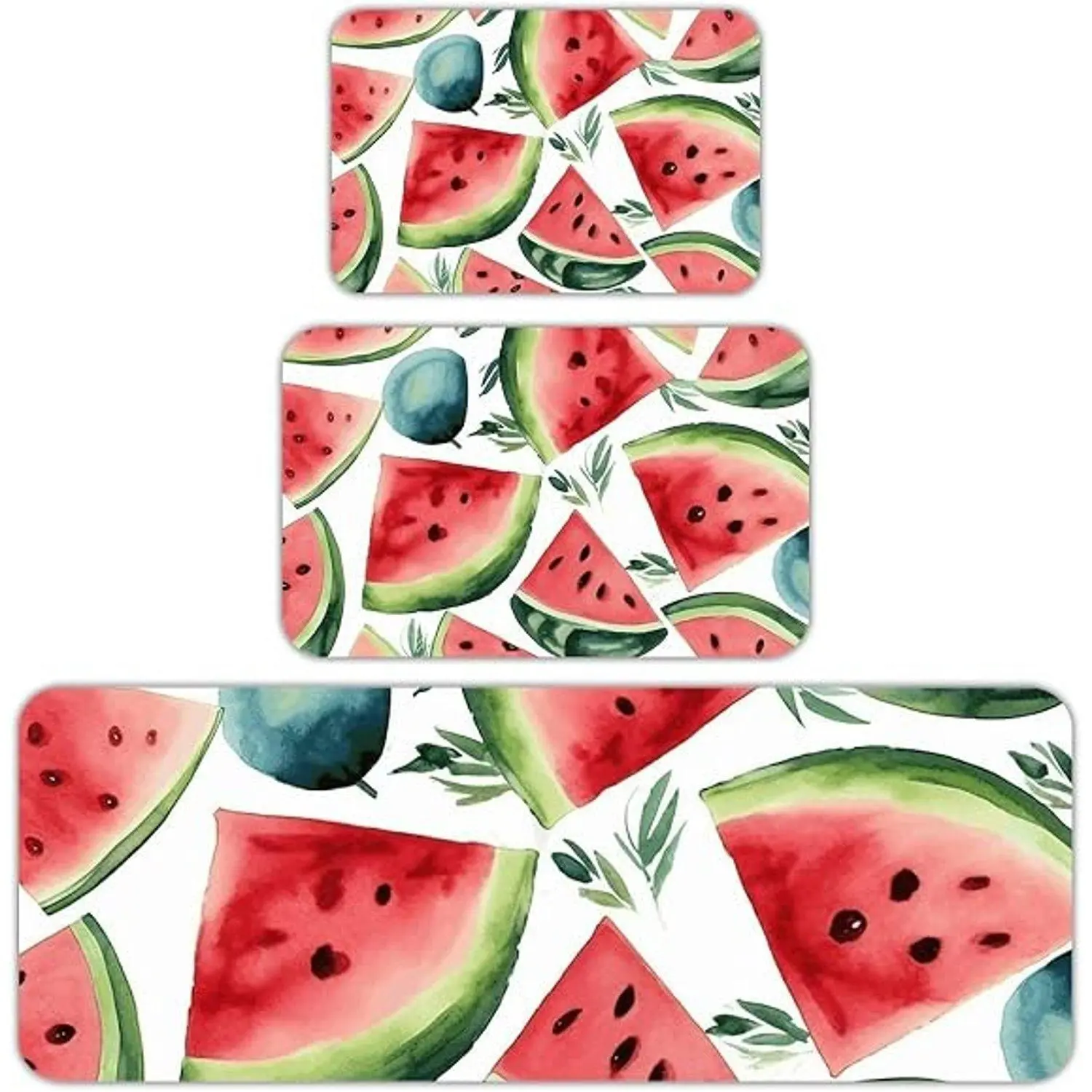Flannel Watercolor Watermelon Slices Summer Fruit Kitchen Doormat