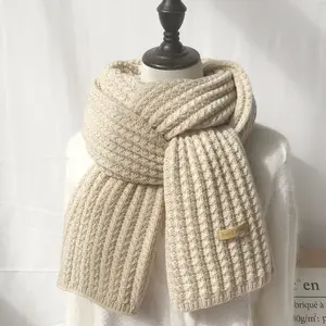 Scarf Women's Winter Solid Color Wool Knitting Fashion Warm Ins Student Couple Tide Scarf Ins Wind-Resistant Knit Classic Solid Color