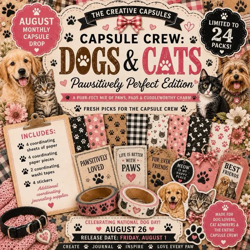AUGUST MONTHLY CAPSULE DROP Capsule Crew: Dogs & Cats – Pawsitively Perfect Edition