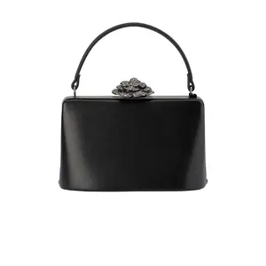 olga berg Grace Embellished Frame Bag in Black