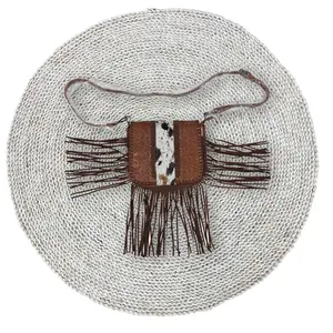 Western Leather Cowgirls Adult Women Purse Cowhide Fringe Bag Zip Bags