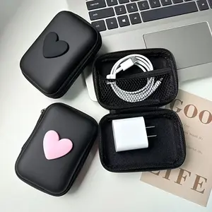 Heart Pattern Eva Storage Bag, Earphone Case, Coin Zipper Pouch, Durable Organizer for Accessories, Perfect Gift Idea