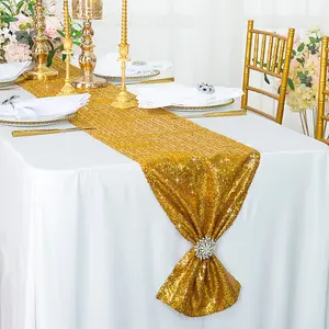 12"x108" Sequin Taffeta Table Runner - Gold (1pc)