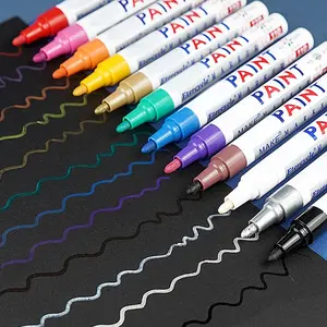 Car Tire Paint Pen Silver Color Touch Up Electroplating Pen Signature Marker Waterproof Oil-Based Pen Repair Pen Paint Markers