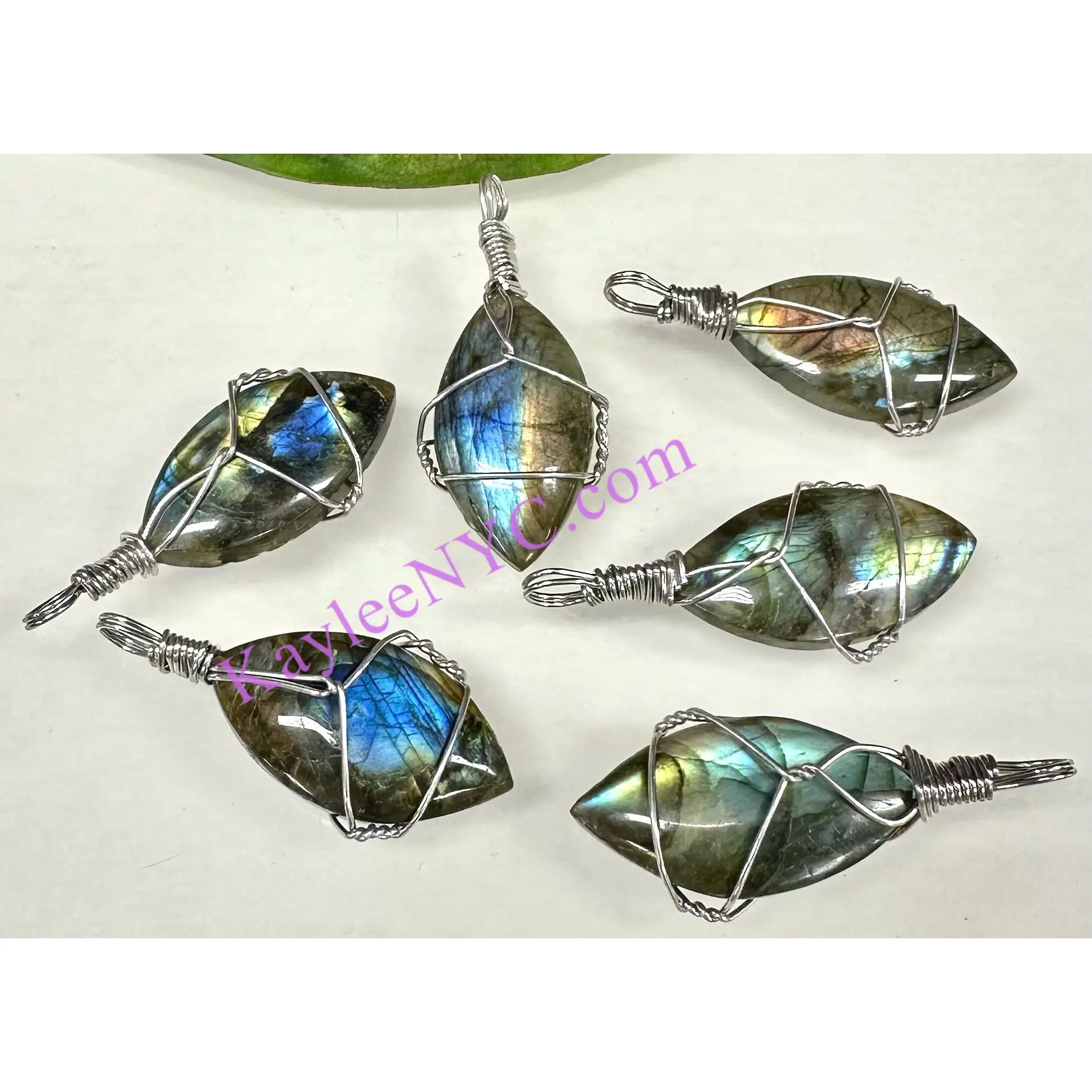 Wholesale Lot 6 Pcs Natural Labradorite Wire Wrapped Pendant healing energy